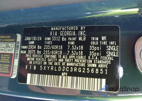 2024 Kia Sorento S from USA, damaged, VIN 5XYRLDJC3RG256851